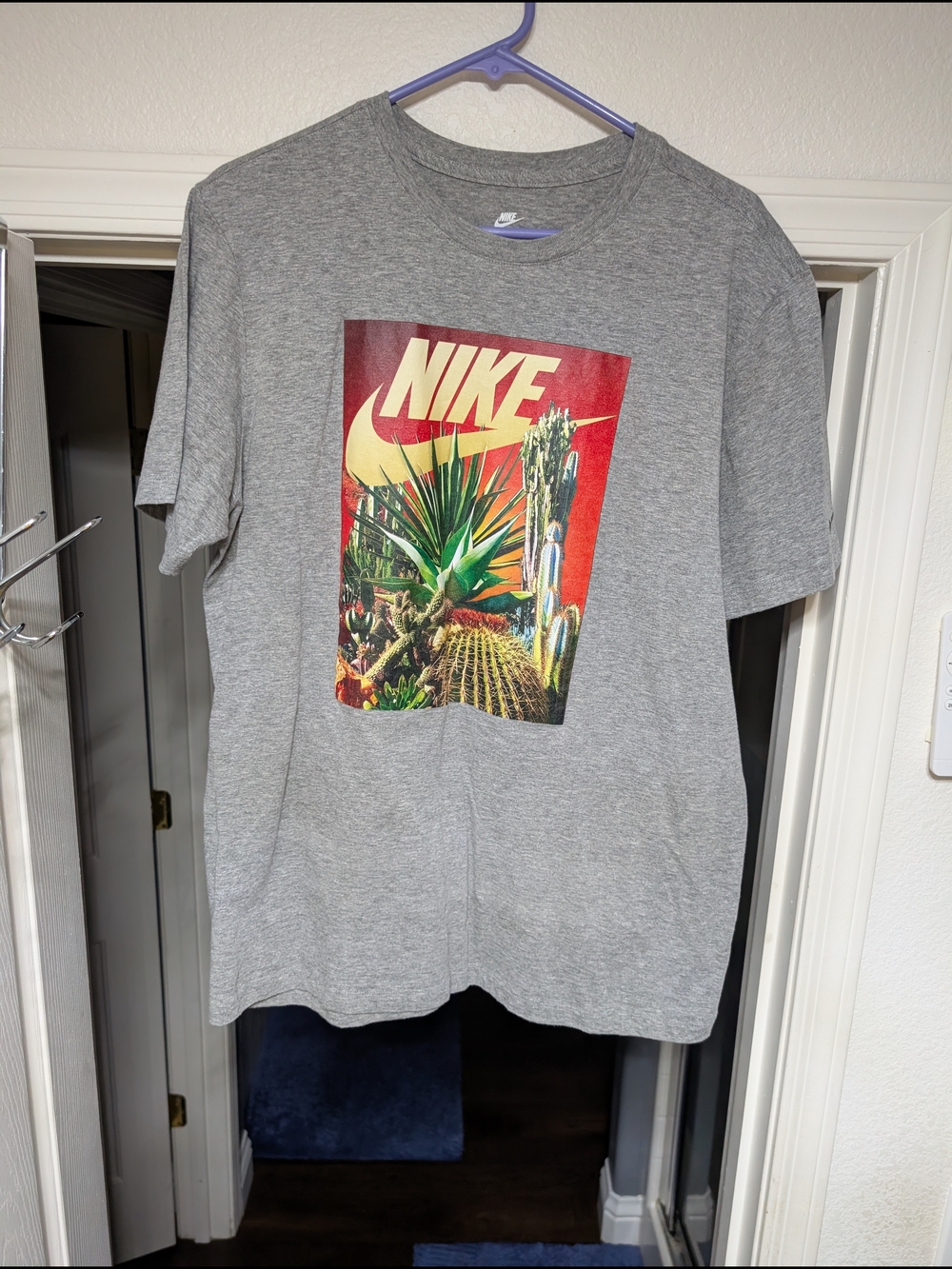 Nike Grey Graphic Tee with Desert Plant Print